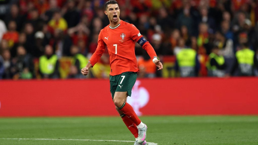 Cristiano Ronaldo fue el máximo anotador en la UEFA Nations League (Liga A) con 8 goles. (Foto: @CR7Timeline /X).